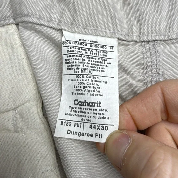 Carhartt B182 PUT Cotton Canvas Cargo Pants Mens 44x30 Dungaree Fit Tan Beige - Picture 4 of 9